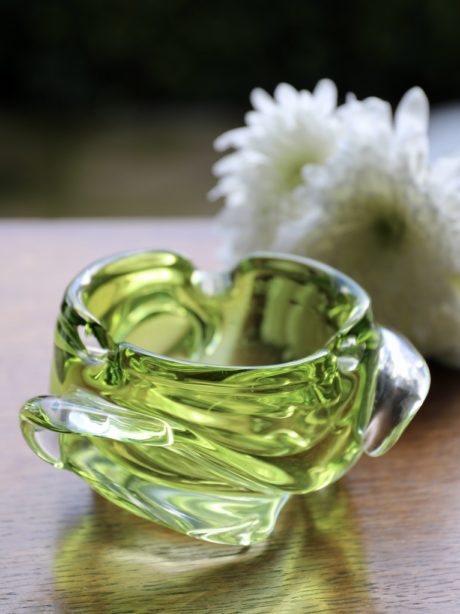 Lime green Bohemian glass ashtray