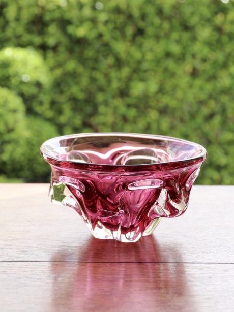 Vintage Murano cranberry glass bowl