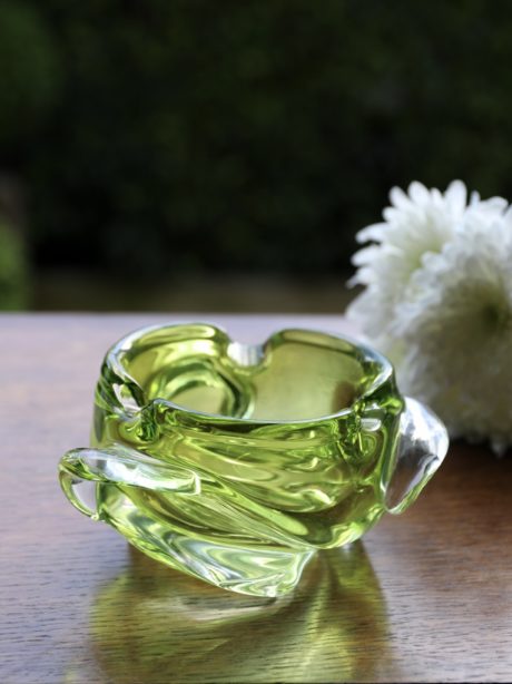 Lime green Bohemian glass ashtray