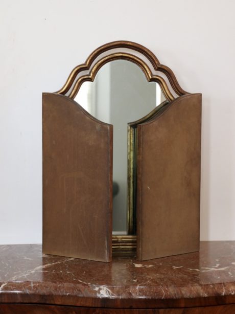 Mid century Gilded wood Triptych vanity mirror