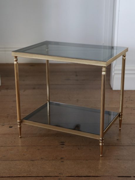 Mid century nickel plated brass sofa end table