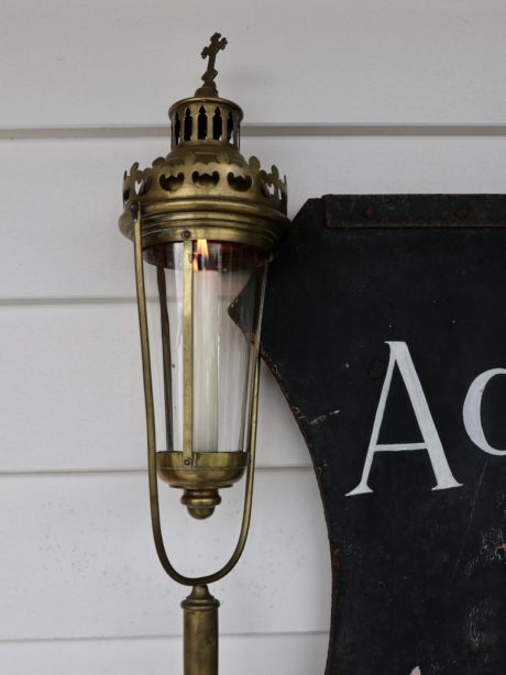 Pair of brass religious processional lanterns