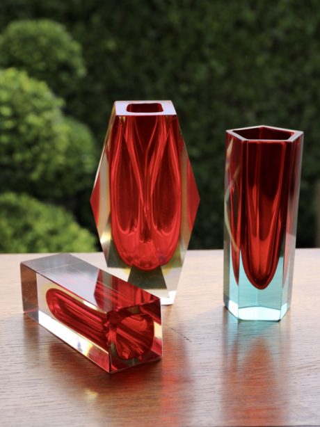 Trio of Murano Sommerso vases from the 1970s