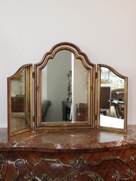 Mid century Gilded wood Triptych vanity mirror