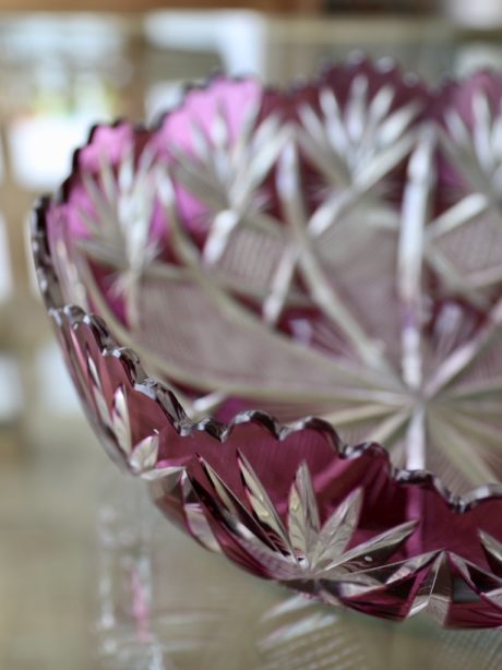 Bohemian amethyst scalloped rim crystal bowl