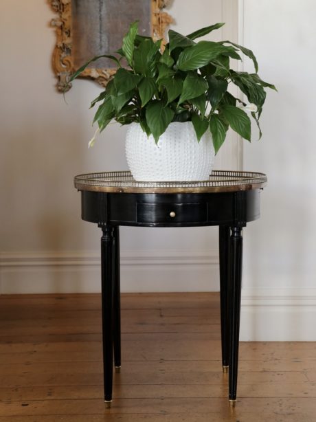 Ebonised French Bouillotte antique marble top table