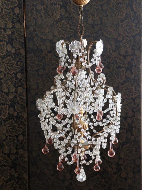 French gilded metal and glass swag chandelier c.1940