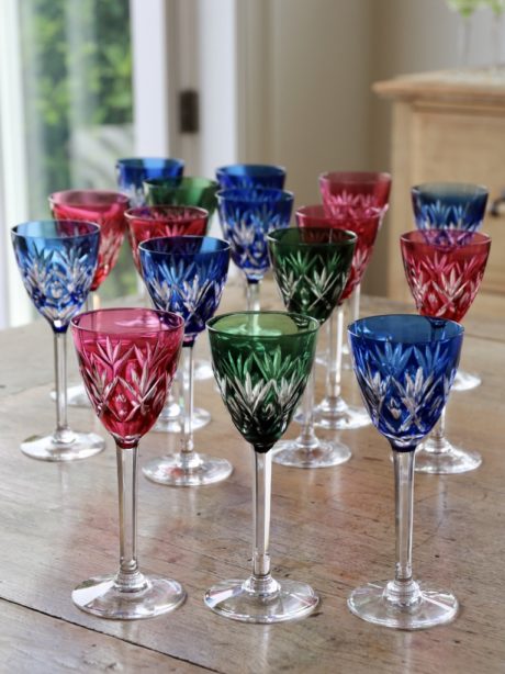 Val St Lambert 'Gevaert Fantasie' crystal wine glasses