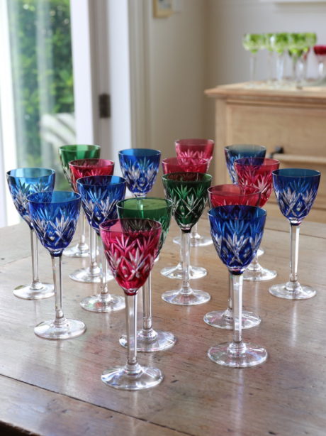 Val St Lambert 'Gevaert Fantasie' crystal wine glasses