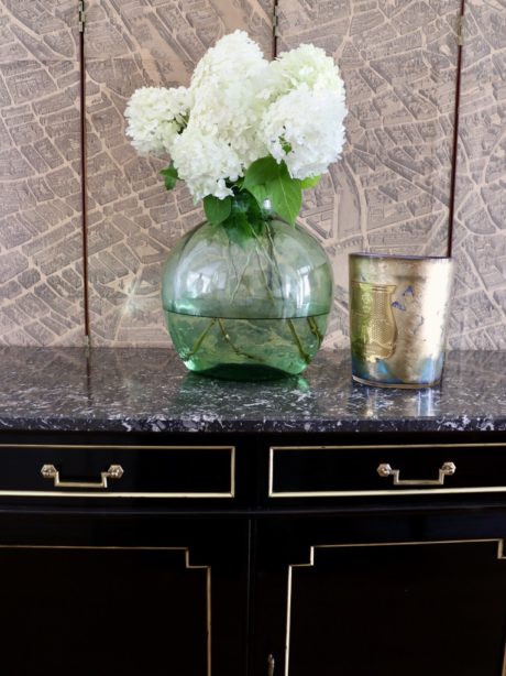 Ebonised Louis XVI style four door sideboard