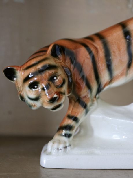 Antique Sitzendorf porcelain tiger figurine