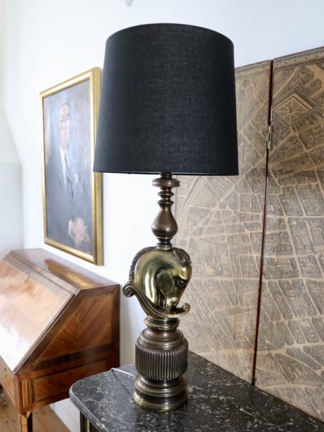 A brass horse head table Lamp by DeKnudt