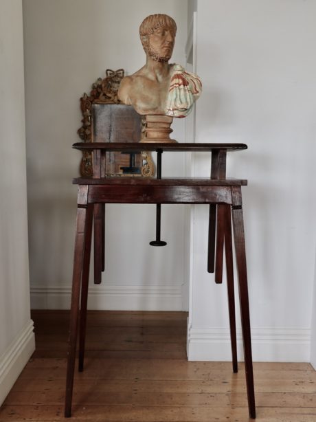 Adjustable French oak wooden sculptors table c.1890