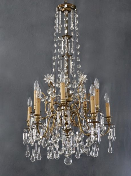 Late 19th century gilt Bronze and crystal chandelier