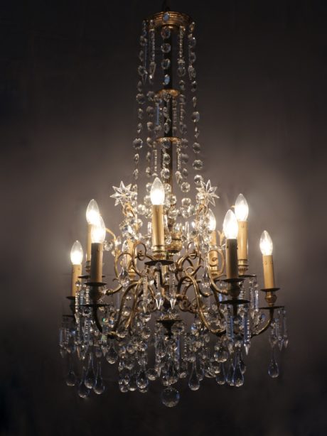 Late 19th century gilt Bronze and crystal chandelier